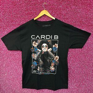Cardi B Flowers Rap Black Tshirt size Large